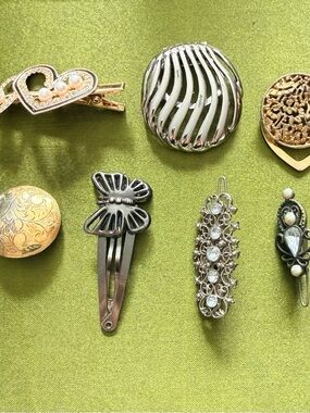1950s vintage hair clip, scarf clips and brooch